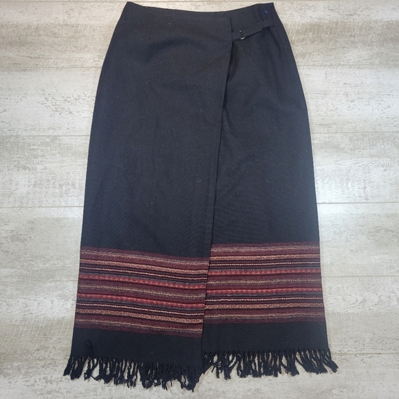 VTG Worthington Wool Blend Midi Maxi Wrap Skirt Size 10 - Picture 1 of 8